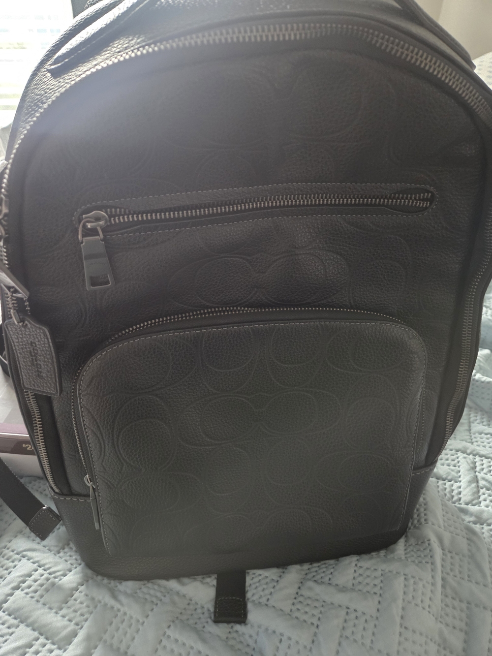 Coach Black Leather Signature Backpack